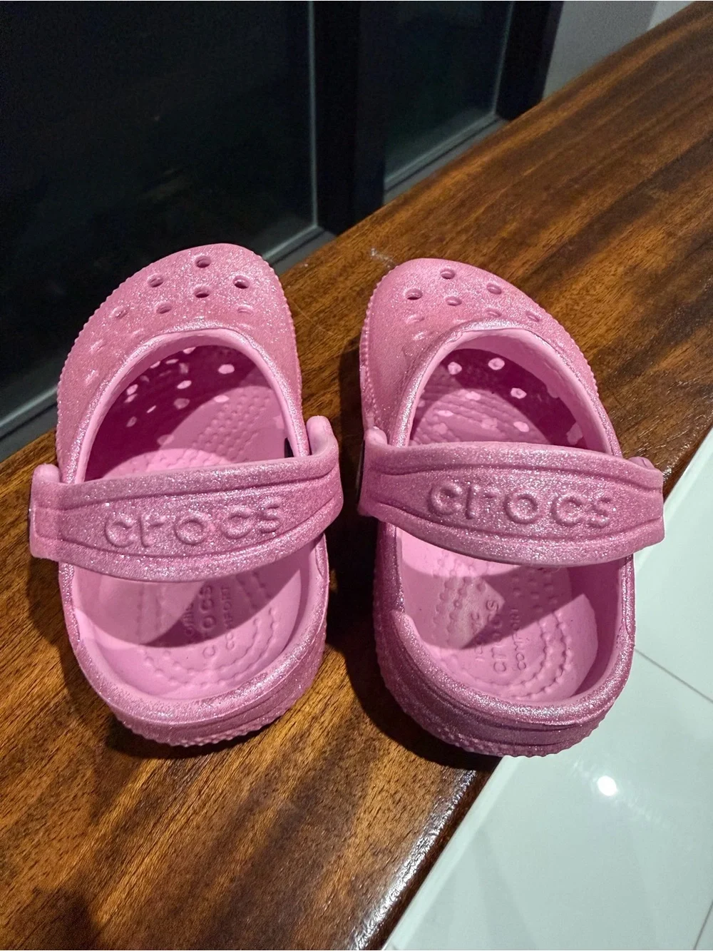 Crocs - Sparkly Pink Kids Clog Sandals - Comfort Slip-On